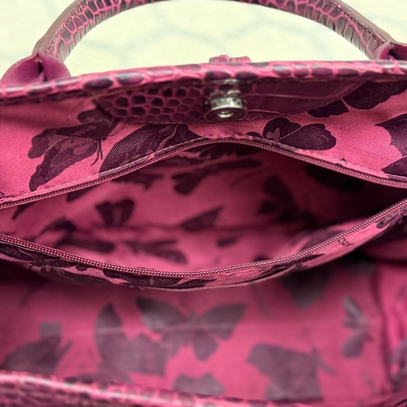 LONGCHAMP Chic Elegant Coquette Roseau Croc-Embossed Purple Leather Tote Bag - Picture 14 of 16